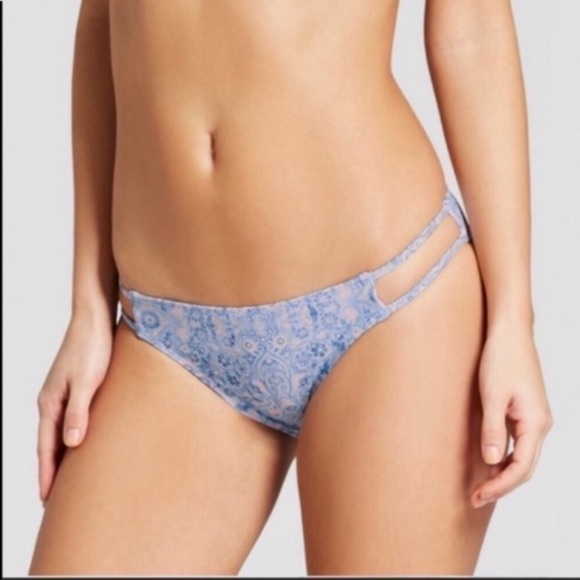 Xhilaration Other - Xhilaration Blue Pink Paisley Bikini Bottoms Women’s XS Side Strap Cutout Swim